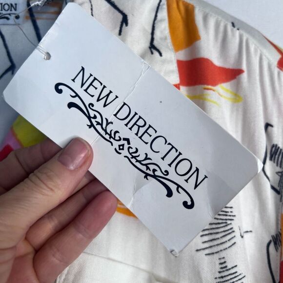 New Direction NWT Novelty Print Cotton Button Up Stick Figure Women Small - Picture 8 of 11